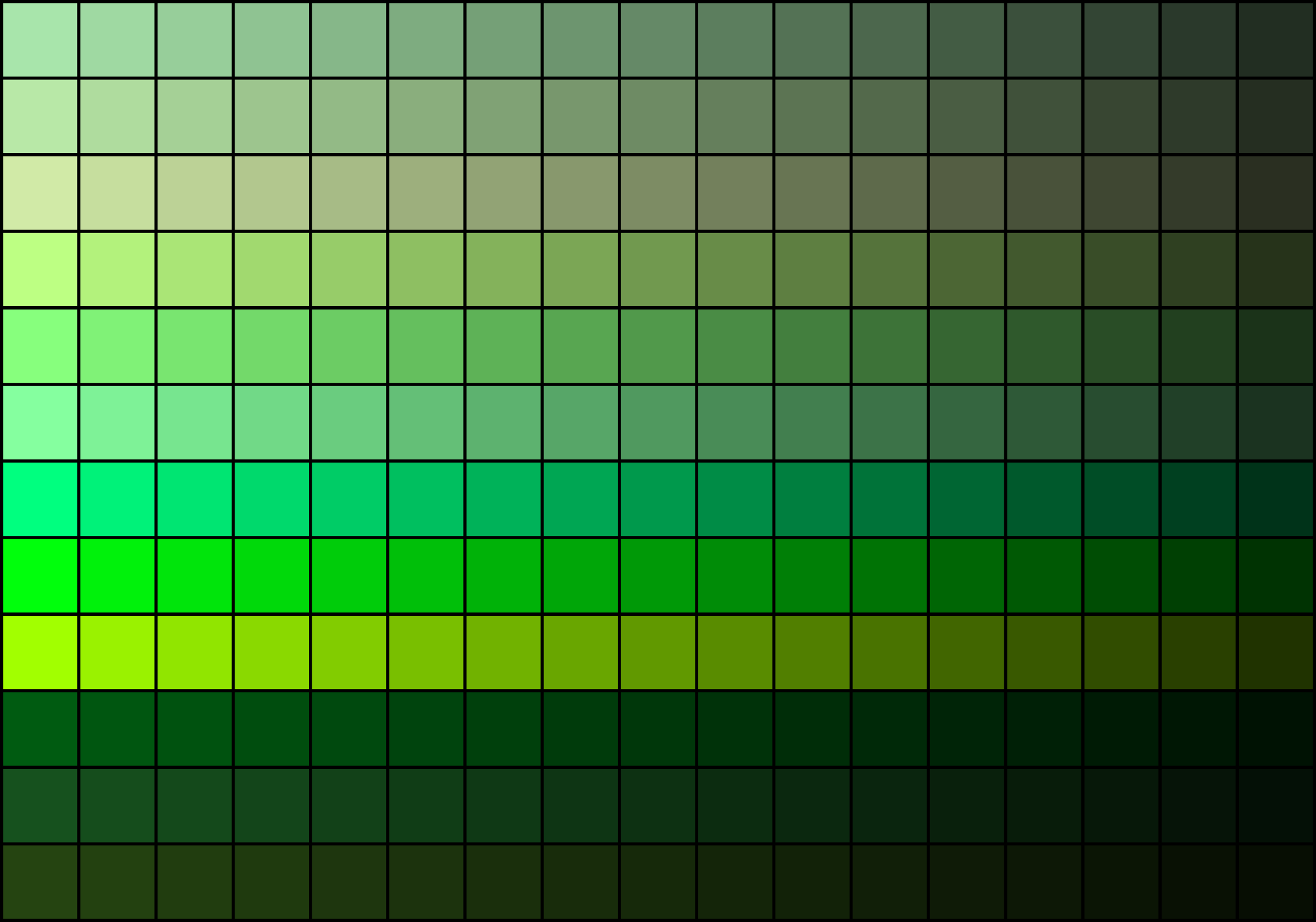 On-Screen Colors (RGB Format)